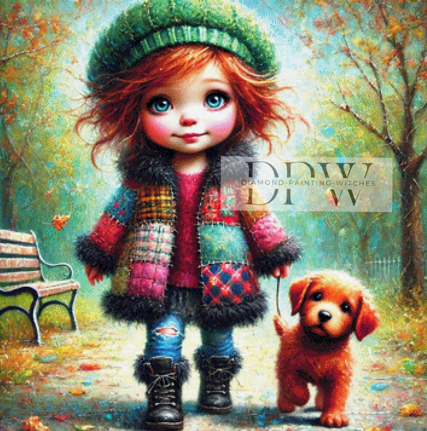 Erin und Boomer by CreatiVart, 90x90cm mit 385 Farben DPW-349