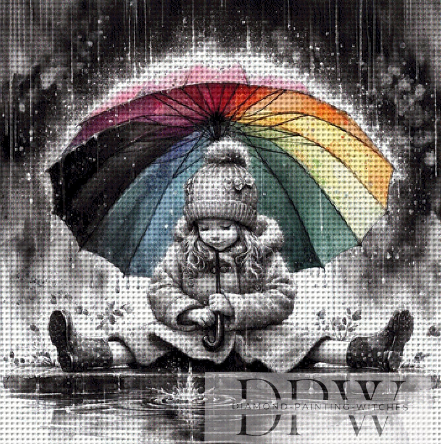 Little Umbrella Girl by DIYnamite, 90x90cm mit 220 Farben DPW-288