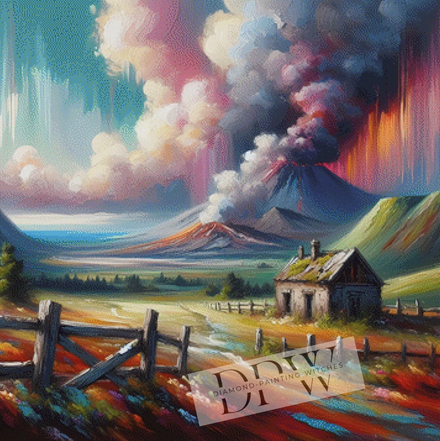 Big Eruption by Moonlight, 90x90cm mit 300 Farben DPW-024