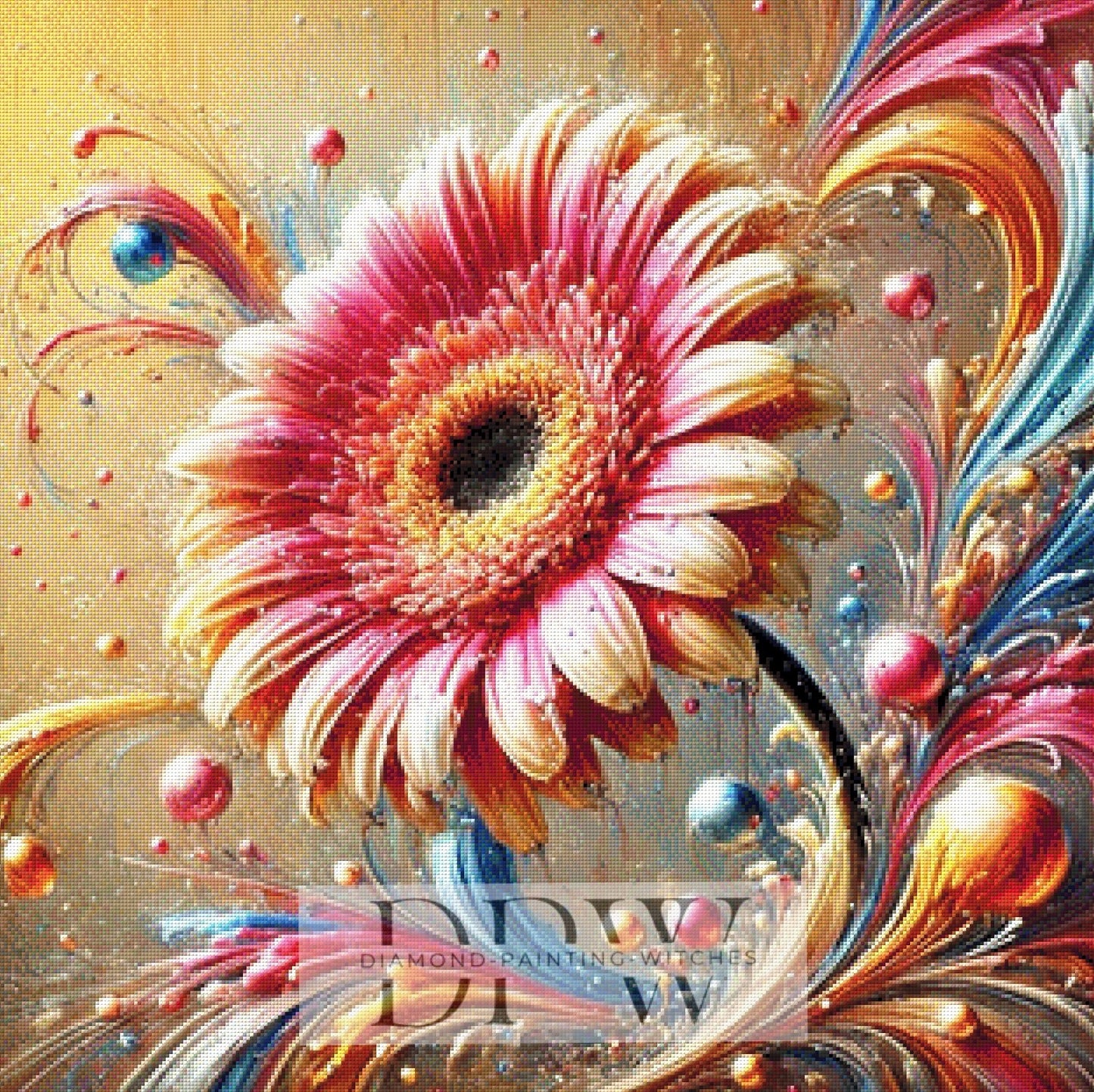 Gerbera Splash by Sunshine, 80x80cm mit 340 Farben DPW-454