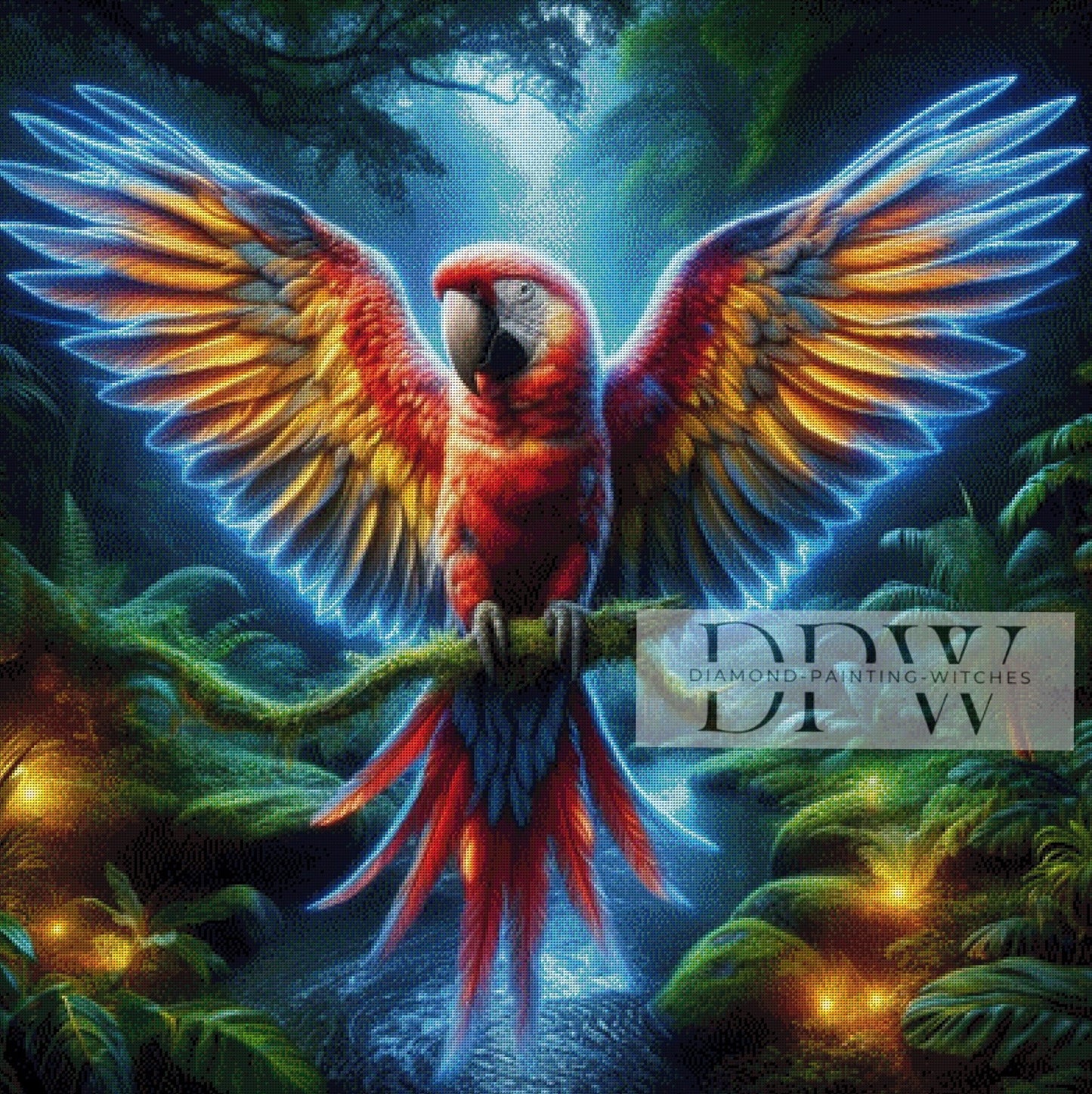 Dschungel Ara by CreatiVart, 100x100cm mit 360 Farben DPW-296