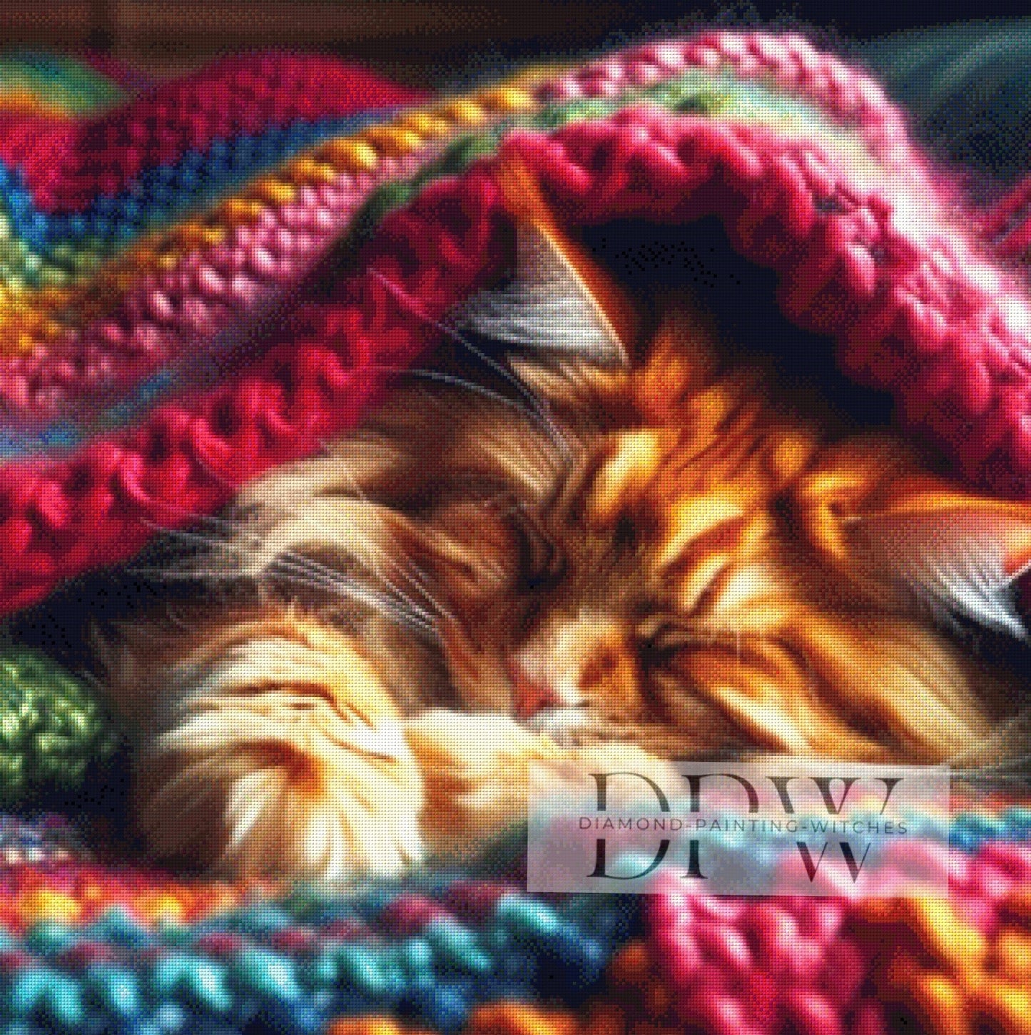 Kuschelkatze by Marion, 80x80cm mit 350 Farben DPW-559