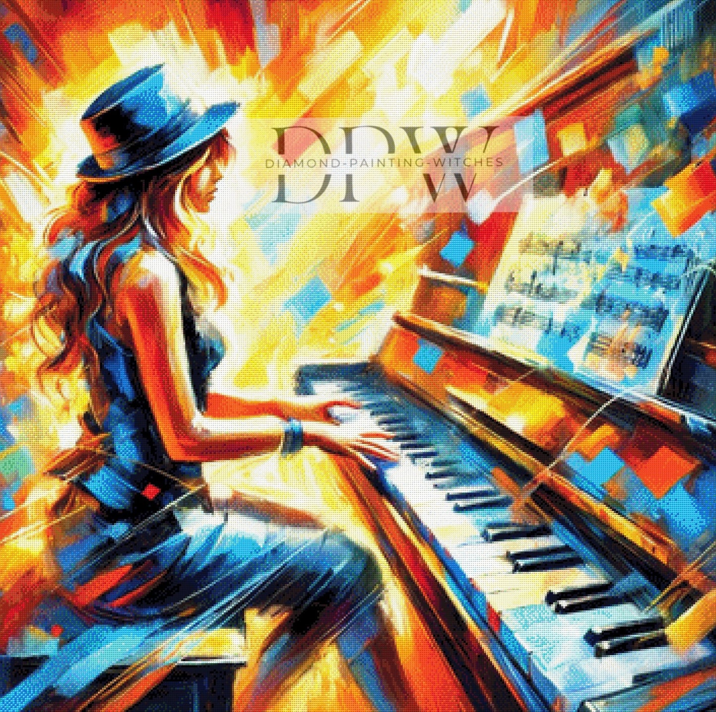 Piano Girl by CreatiVart, 90x90cm mit 325 Farben DPW-193
