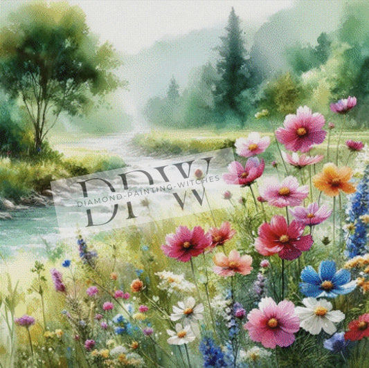 Wiesenblumen by Sunshine, 90x90cm mit 350 Farben DPW-042