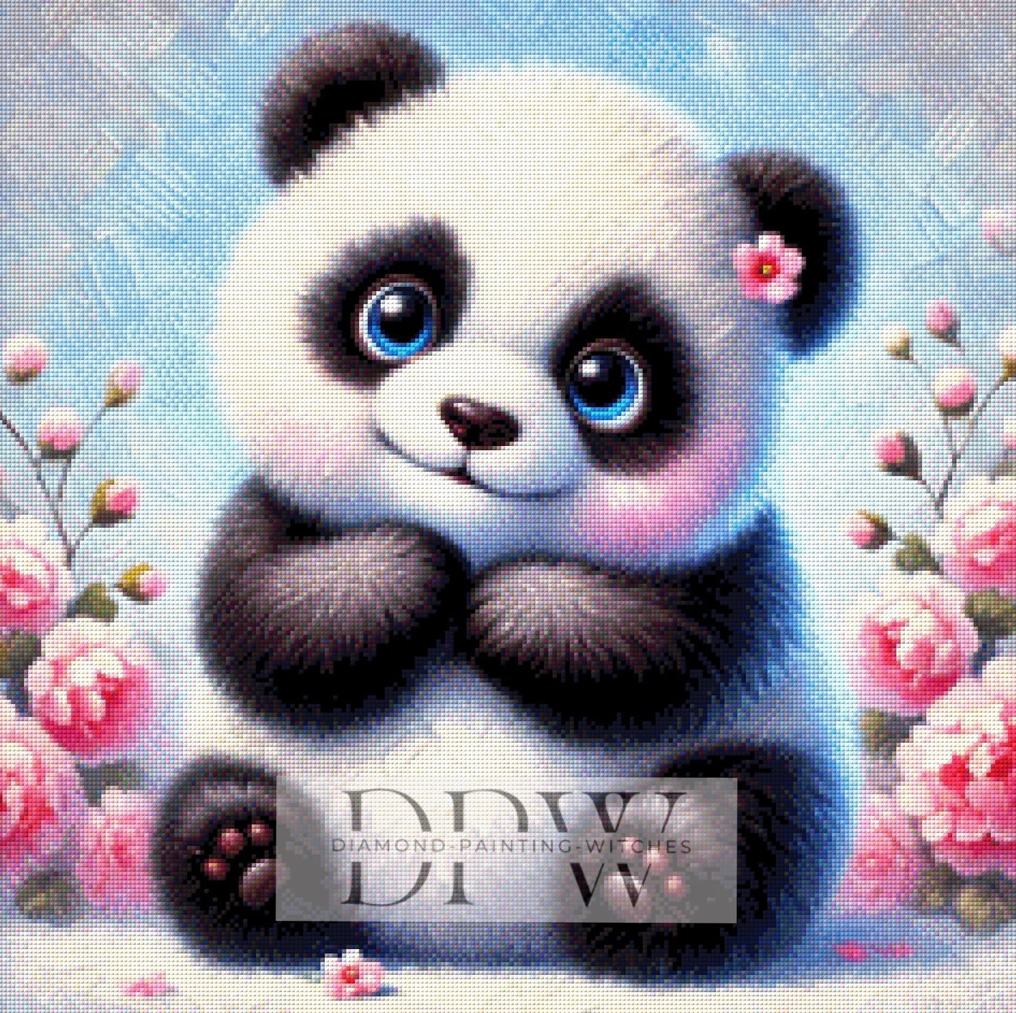 Little Panda with blue Eyes by CreatiVart, 60x60cm mit 200 Farben DPW-419
