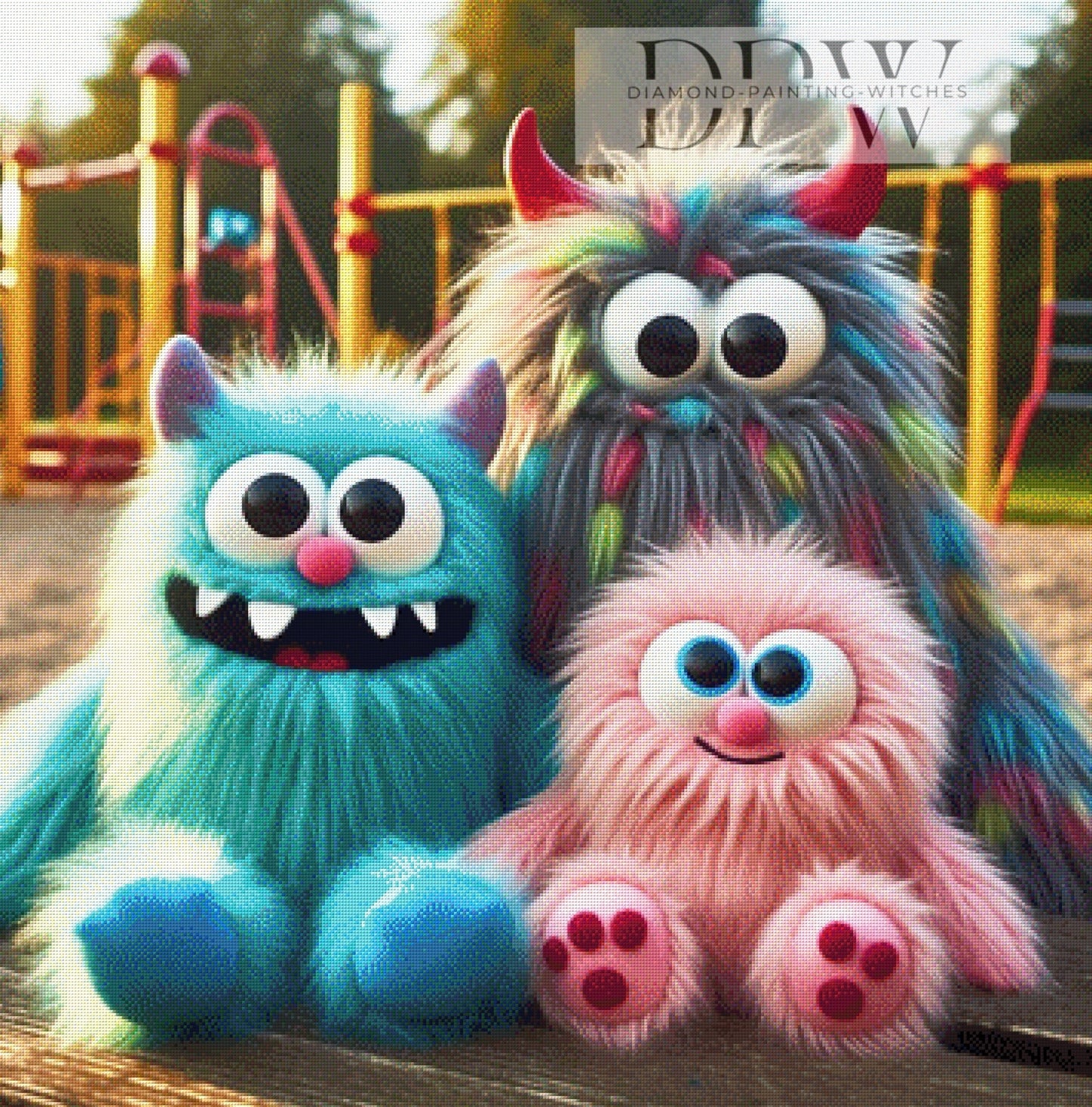 Schlubbels auf dem Spielplatz by Sunshine, 90x90cm mit 360 Farben DPW-592