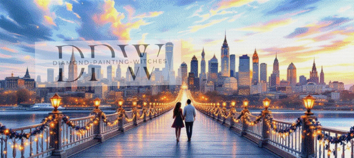 Brücke zur Stadt by QN, 130x60cm mit 240 Farben DPW-478