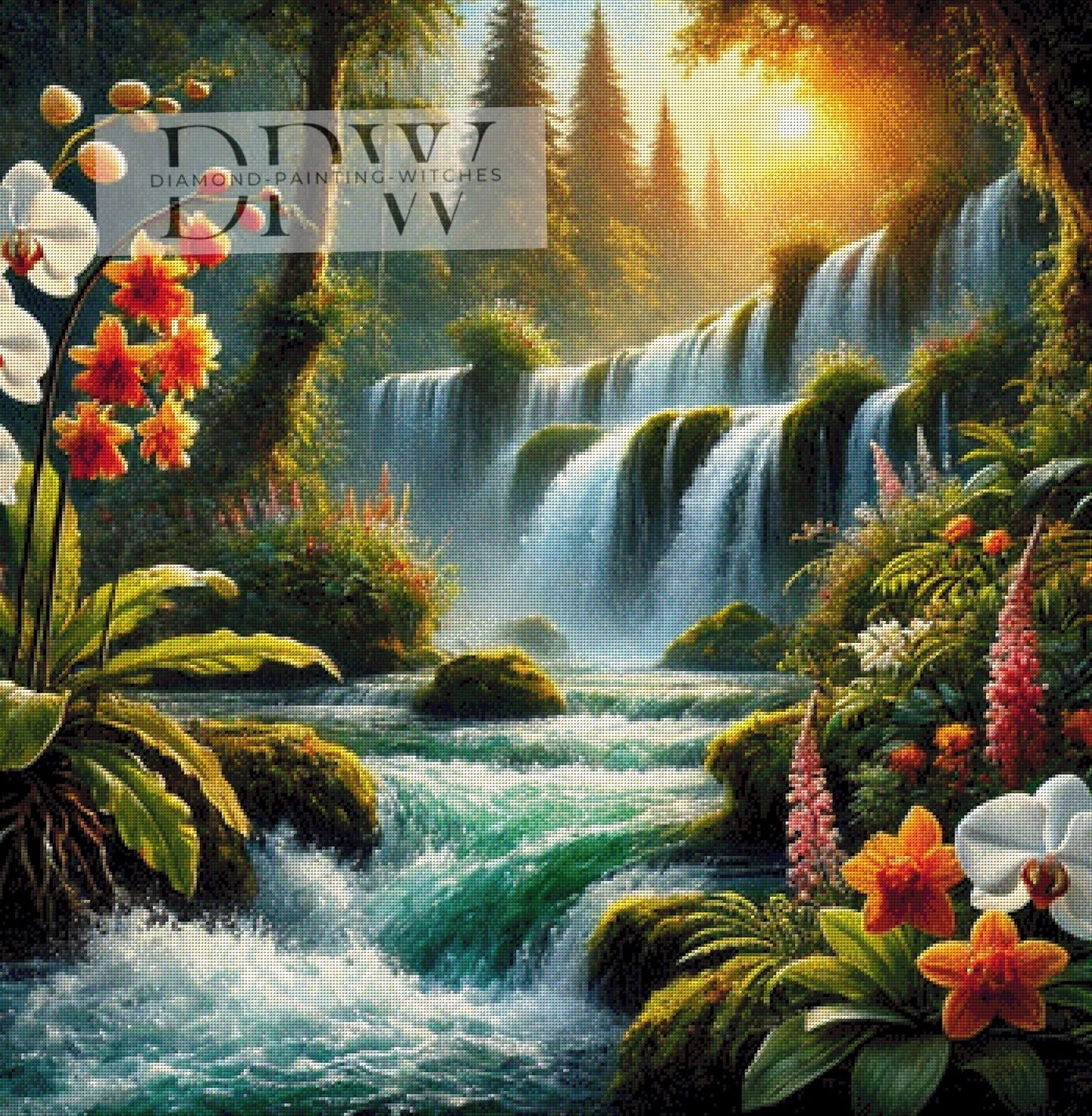 Wasserfall by CreatiVart, 90x90cm mit 280 Farben DPW-552