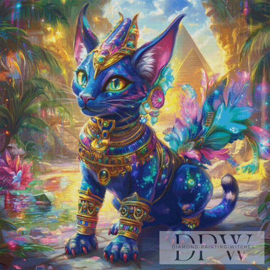 Blue Cat by Elly_A.I  90x90cm mit 350 Farben DPW-051