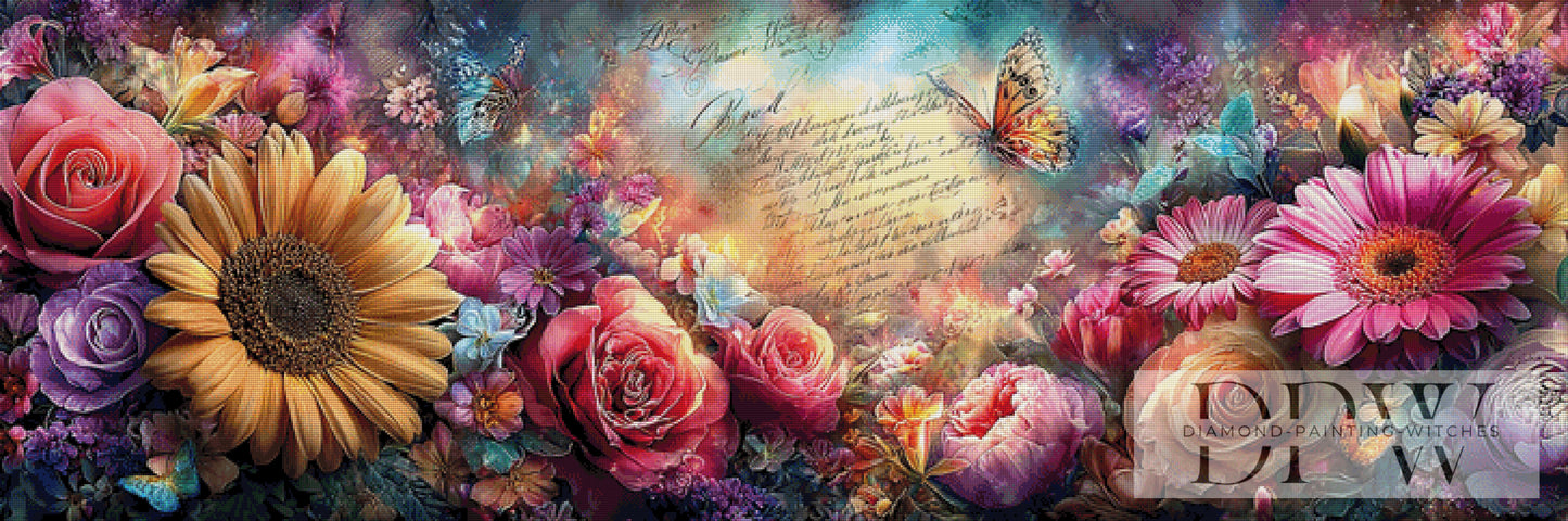 Vintage Flower Dream I by ellufija 180x60cm mit 370 Farben DPW-1012