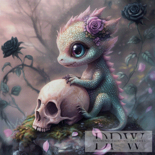 Kleiner Drache Kaida by Elly_A.I 80x80cm mit 170 Farben DPW-1043 **SOFORTKAUF** Eckige Steine