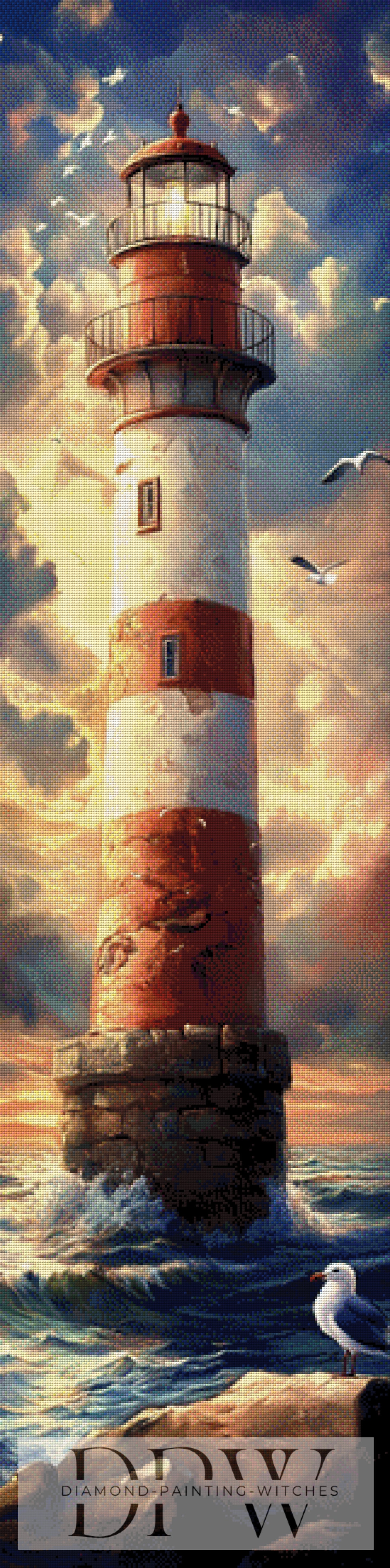 Red White Lighthouse by Luna 40x160cm, mit 225 Farben DPW-1046