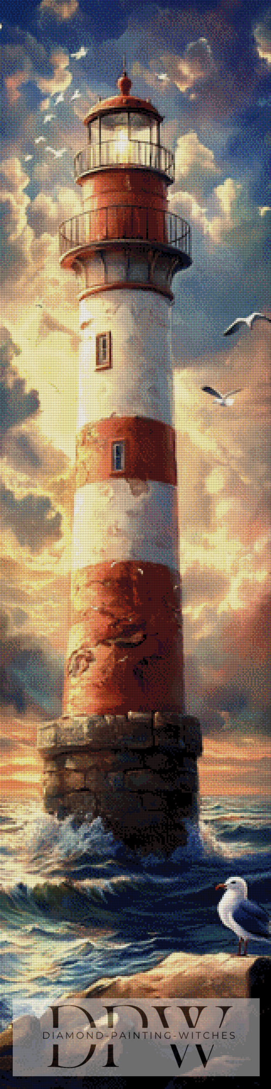 Red White Lighthouse by Luna 40x160cm, mit 225 Farben DPW-1046