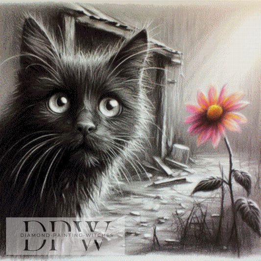 Black Cat by Casalla Vendetta, 80x80cm mit 155 Farben DPW-1058