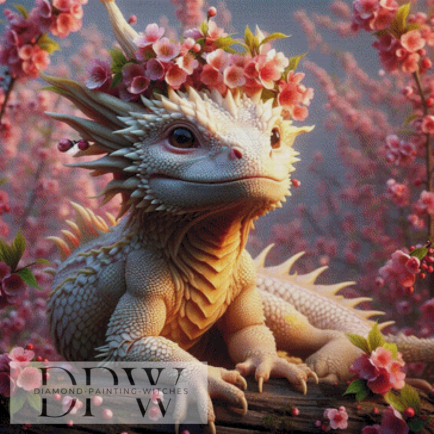 Kirschblüten Drache by Casalla Vendetta, 90x90cm mit 290 Farben DPW-1066