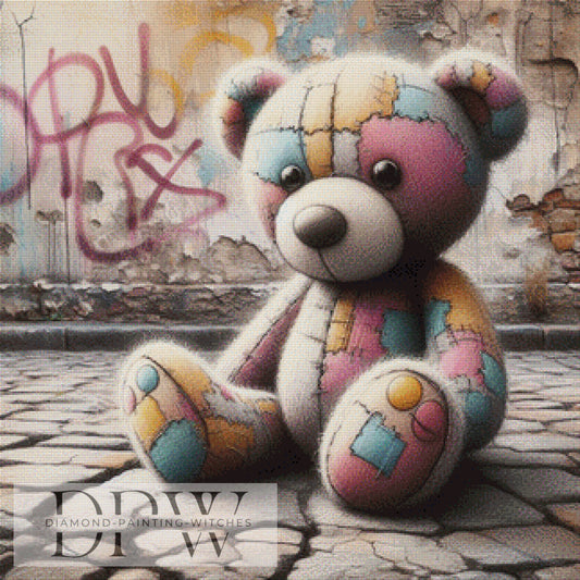 Graffiti Teddy by Casalla Vendetta, 80x80cm mit 165 Farben DPW-1069