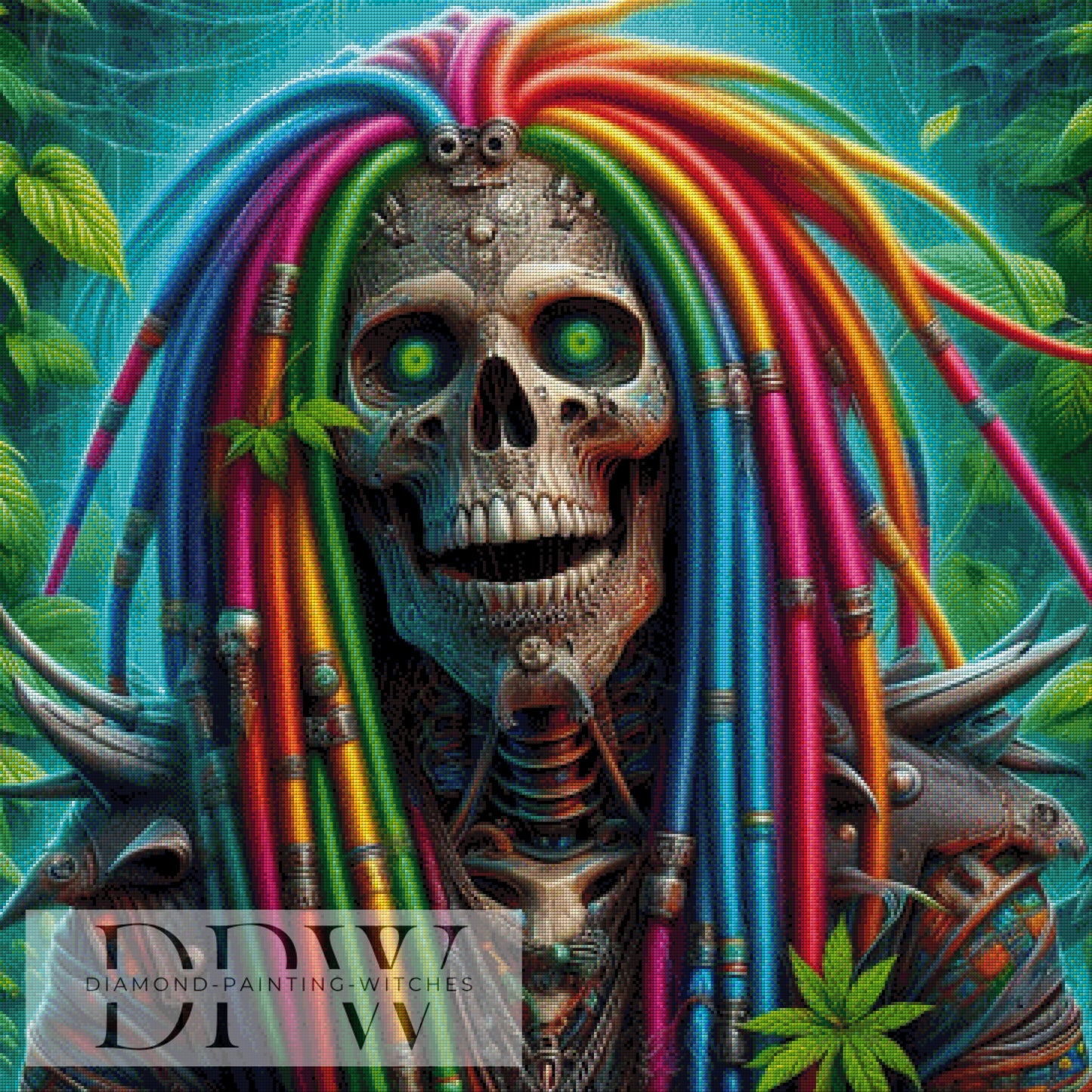 Rasta Skelett by Casalla Vendetta, 90x90cm mit 345 Farben DPW-1075