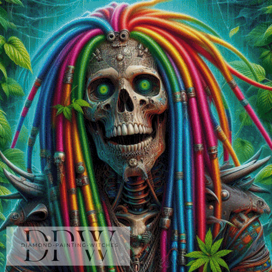 Rasta Skelett by Casalla Vendetta, 90x90cm mit 345 Farben DPW-1075