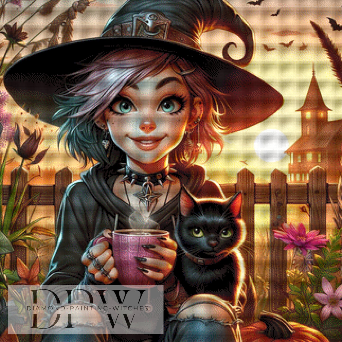 Coffee Witch by Casalla Vendetta, 80x80cm mit 290 Farben DPW-1079