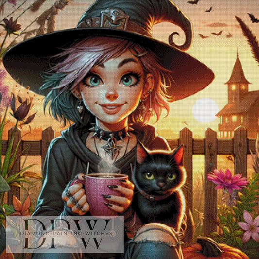 Coffee Witch by Casalla Vendetta, 80x80cm mit 290 Farben DPW-1079