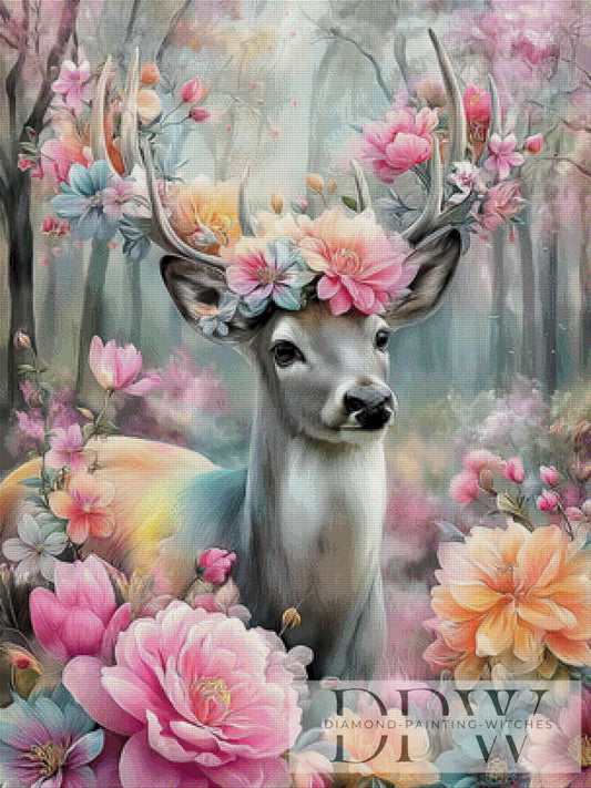 Hirsch im Frühling by CleoDora 75x100cm mit 270 Farben DPW-1091