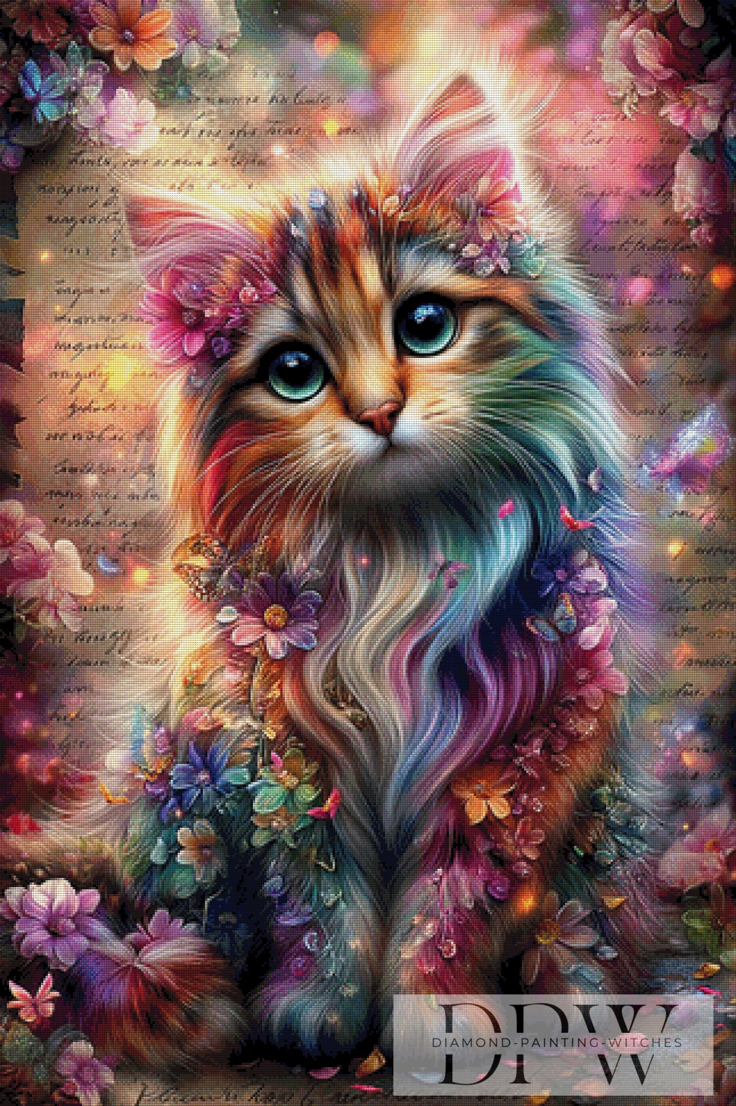 Vintage Regenbogenkatze by ellufija 80x120cm mit 370 Farben DPW-1096