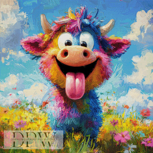 Die freche Kuh by Elly_A.I 80x80cm mit 330 Farben DPW-1102
