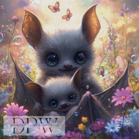 Fledermaus Kuschelei by Elly_A.I 80x80cm mit 260 Farben DPW-1121