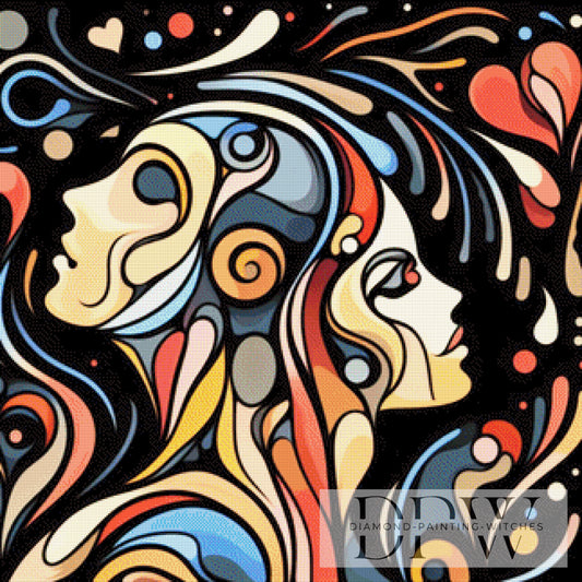 Abstract Love by Morrigan 80x80cm mit 230 Farben DPW-1323