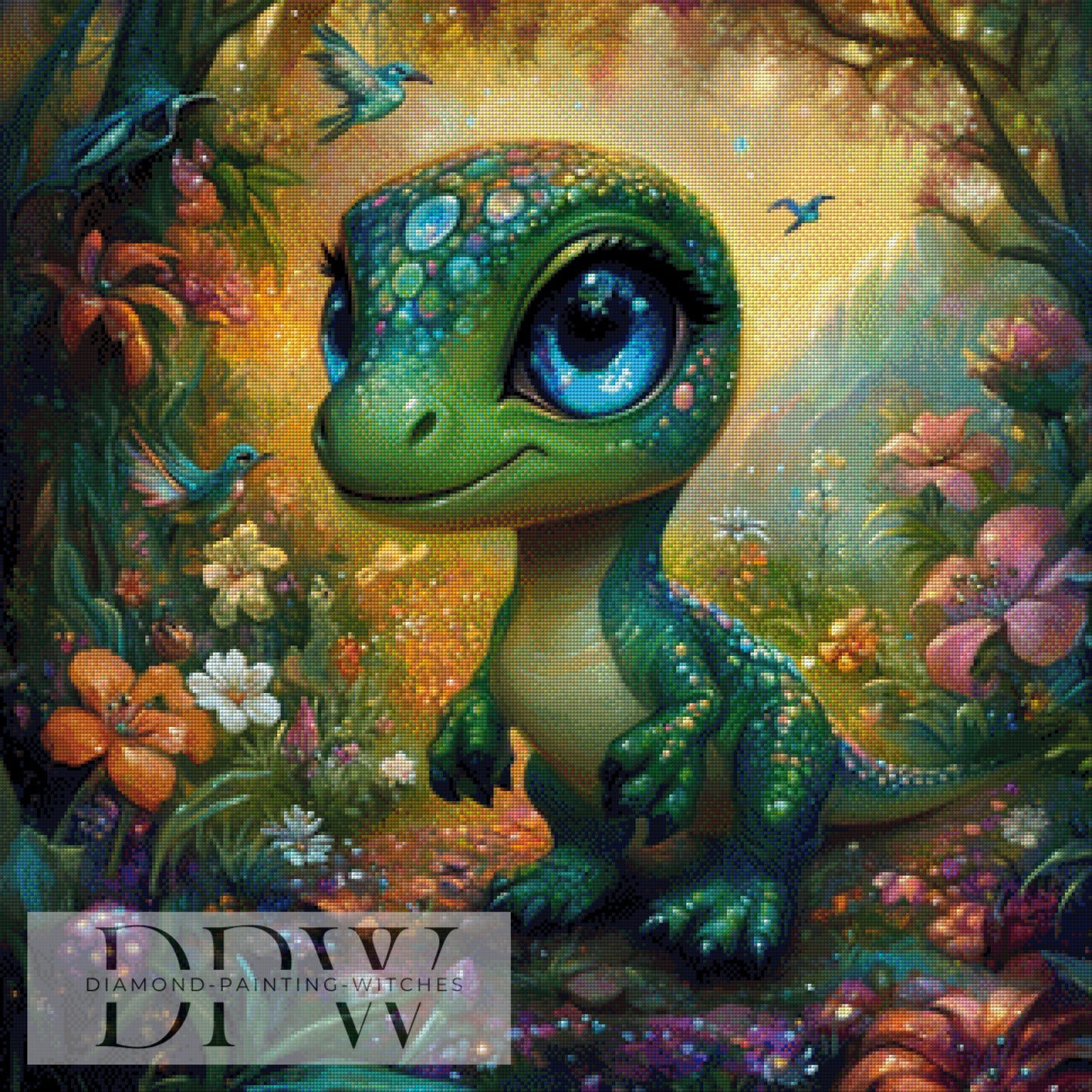 Dino's World by Elly_A.I 80x80cm mit 300 Farben DPW-1127