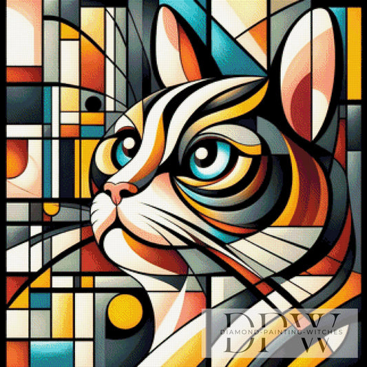 Abstract Cat by Morrigan 80x80cm mit 210 Farben DPW-1324