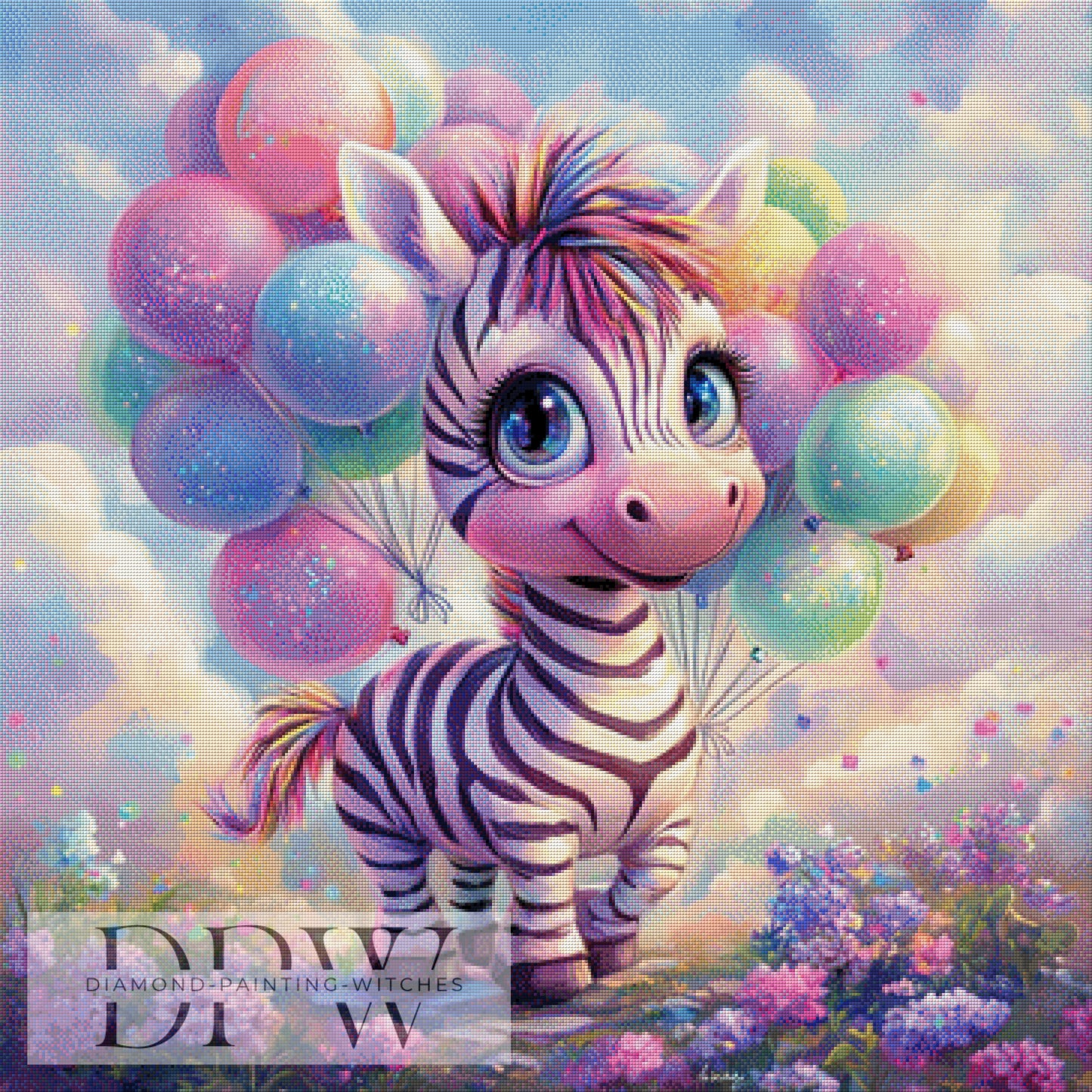 Happy Ballon Zebra by Elly_A.I 90x90cm mit 290 Farben DPW-1129