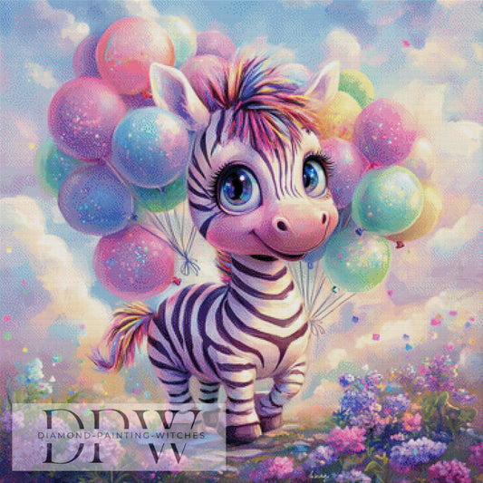Happy Ballon Zebra by Elly_A.I 90x90cm mit 290 Farben DPW-1129