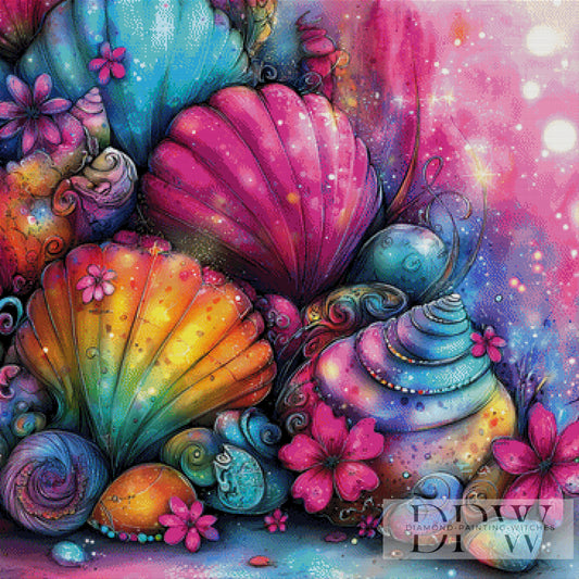 Bunte Muscheln I by Elly_A.I  90x90cm mit 400 Farben DPW-1157