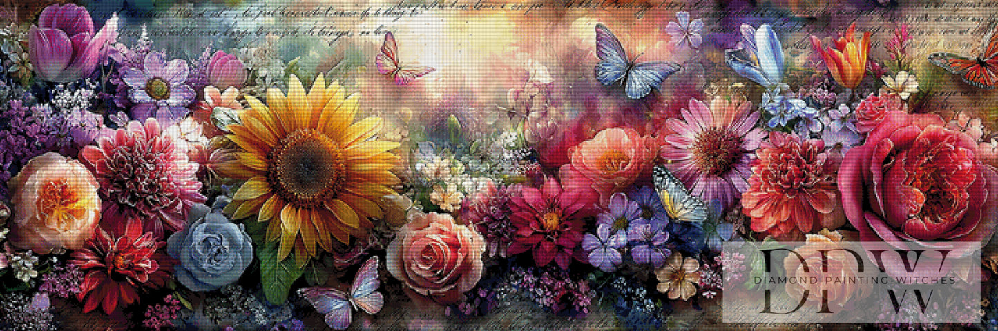 Vintage Flower Dream II by ellufija 180x60cm mit 370 Farben DPW-115