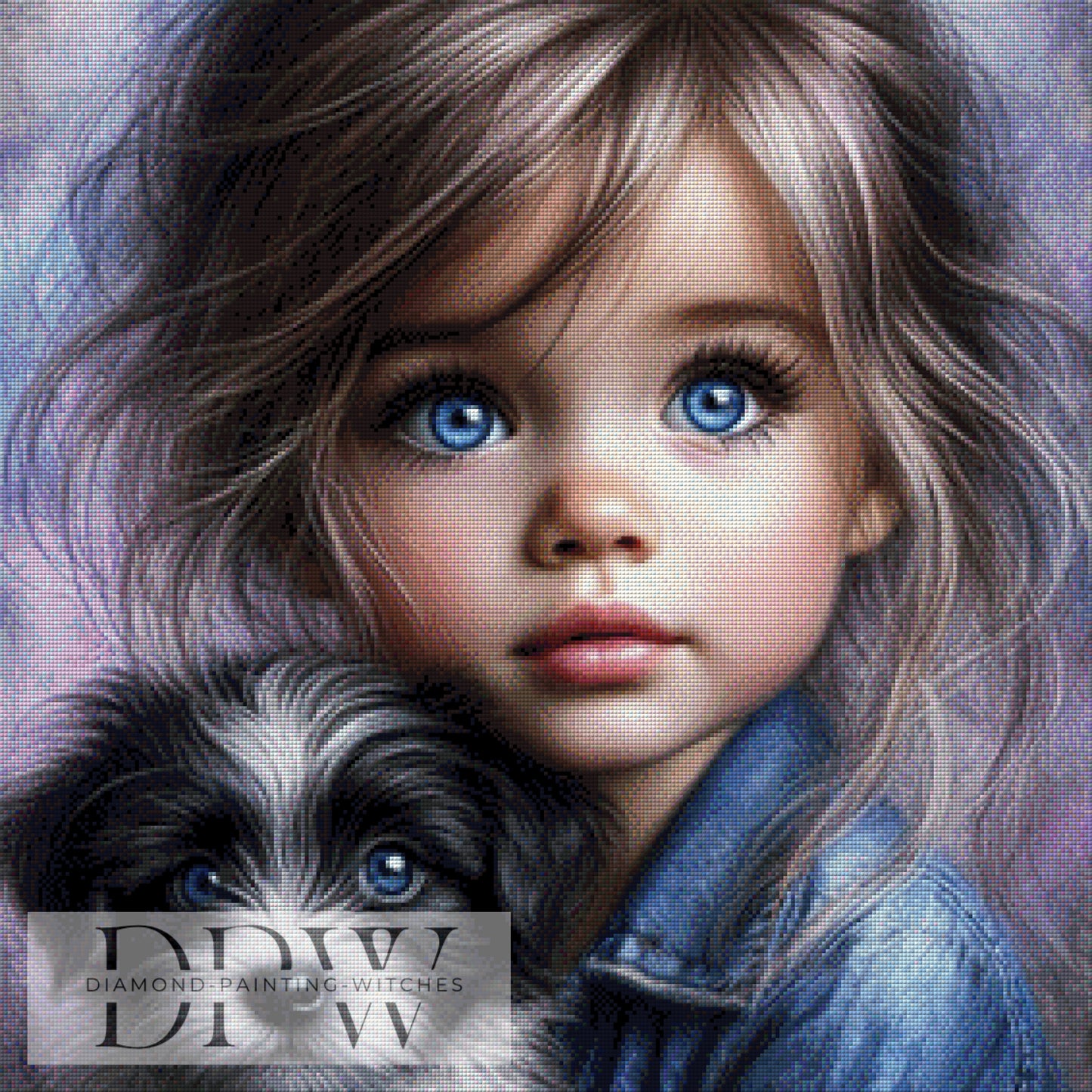 Puppy & Girl by CreatiVart, 70x70cm mit 145 Farben DPW-1174