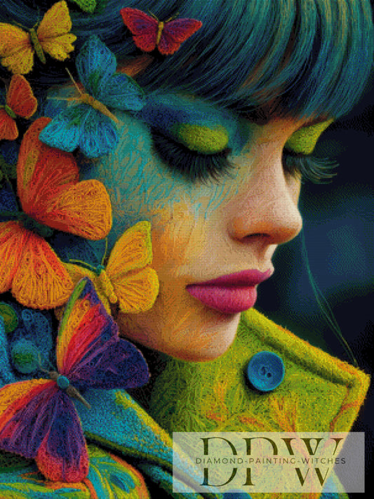 Butterfly Woman by QN 75x100cm mit 260 Farben DPW-1209