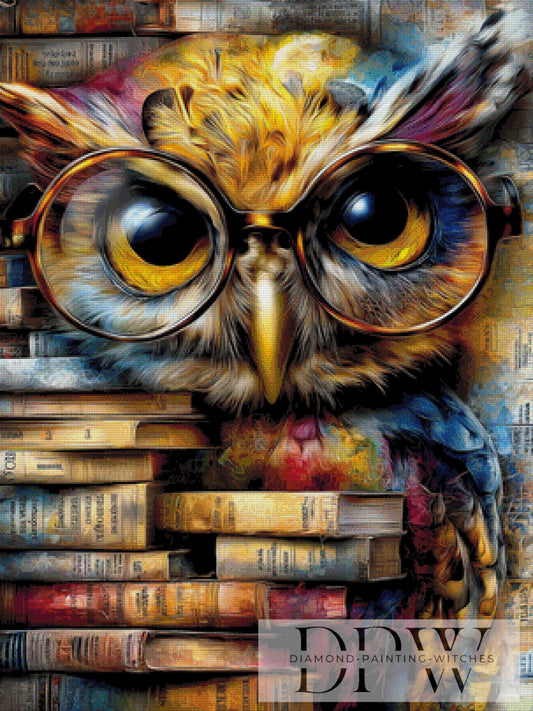 Bücher Eule by CleoDora 75x100cm mit 270 Farben DPW-1211