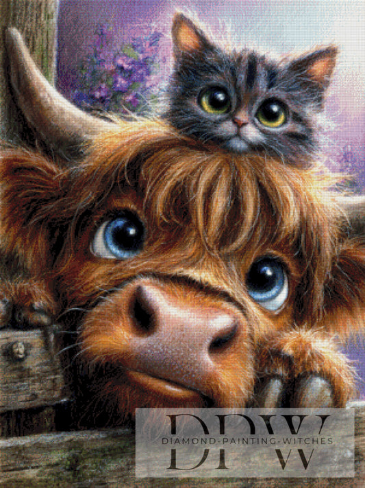 Kuh & Katze by Elly_A.I  75x100cm mit 220 Farben DPW-1221