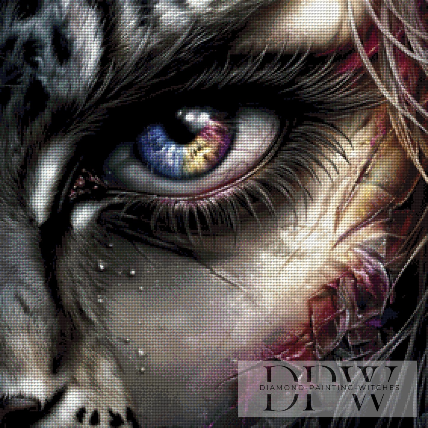 Leopardenauge by Sweet_Loco_AI 70x70cm mit 155 Farben DPW-1266