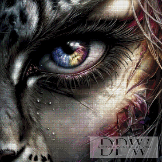 Leopardenauge by Sweet_Loco_AI 70x70cm mit 155 Farben DPW-1266