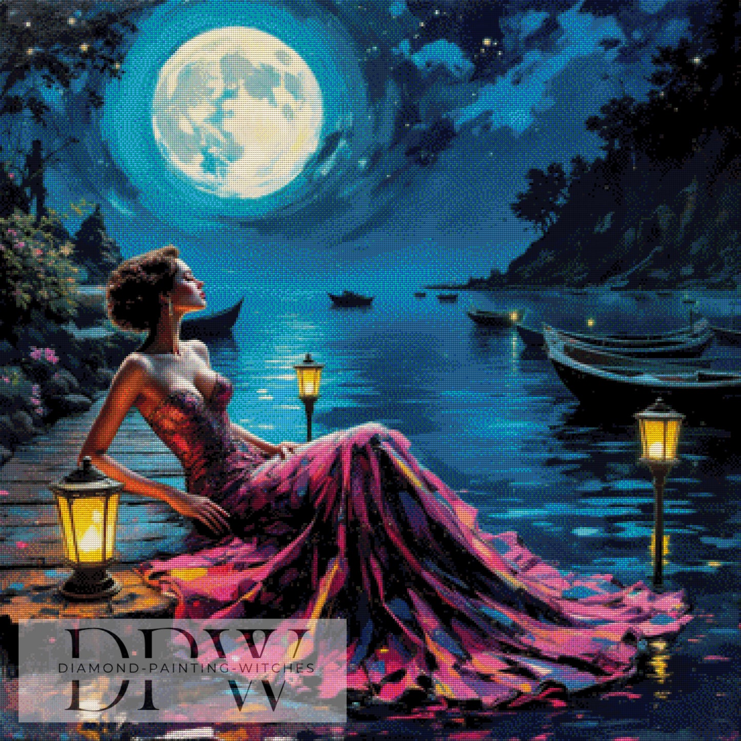 Idylle am Abend by QN, 90x90cm mit 340 Farben DPW-1308