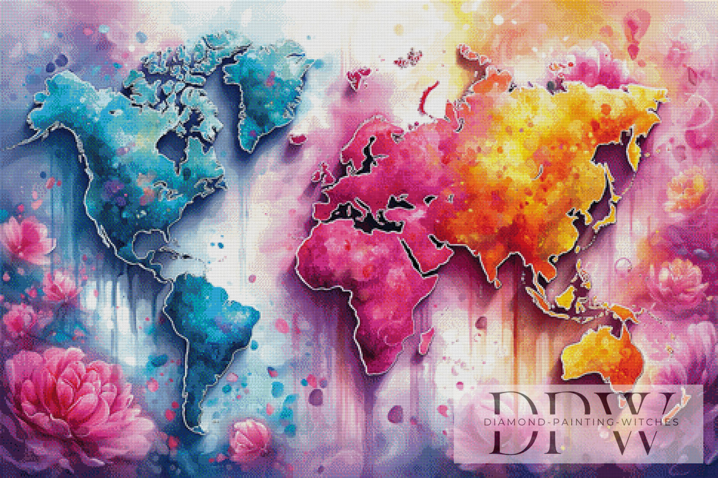 Weltkarte 2 by Artifey 120x80cm mit 310 Farben DPW-1318