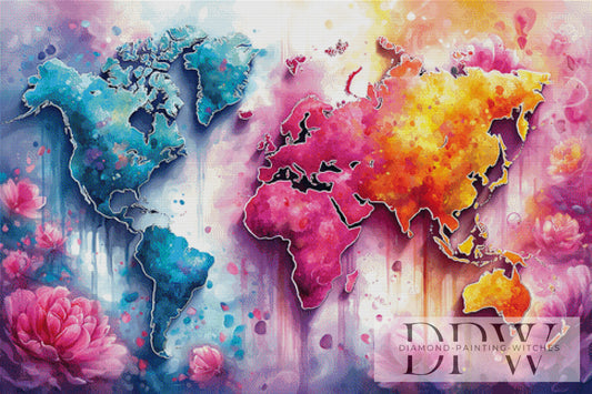 Weltkarte 2 by Artifey 120x80cm mit 310 Farben DPW-1318