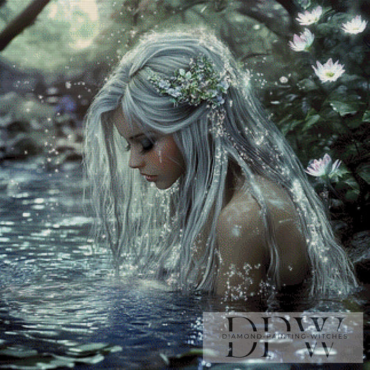Elfe im Wasser by Elly_A.I 80x80cm mit 120 Farben DPW-1320 **SOFORTKAUF** Eckige Steine