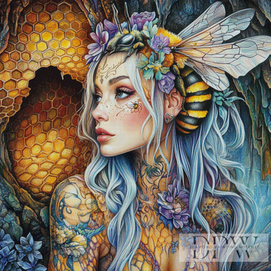 Bienenfrau by Elly_A.I  100x100cm mit 300 Farben DPW-1321