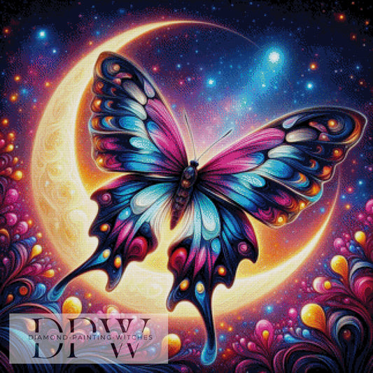 Schmetterling bei Mondschein by CreatiVart, 80x80cm mit 330 Farben DPW-1353