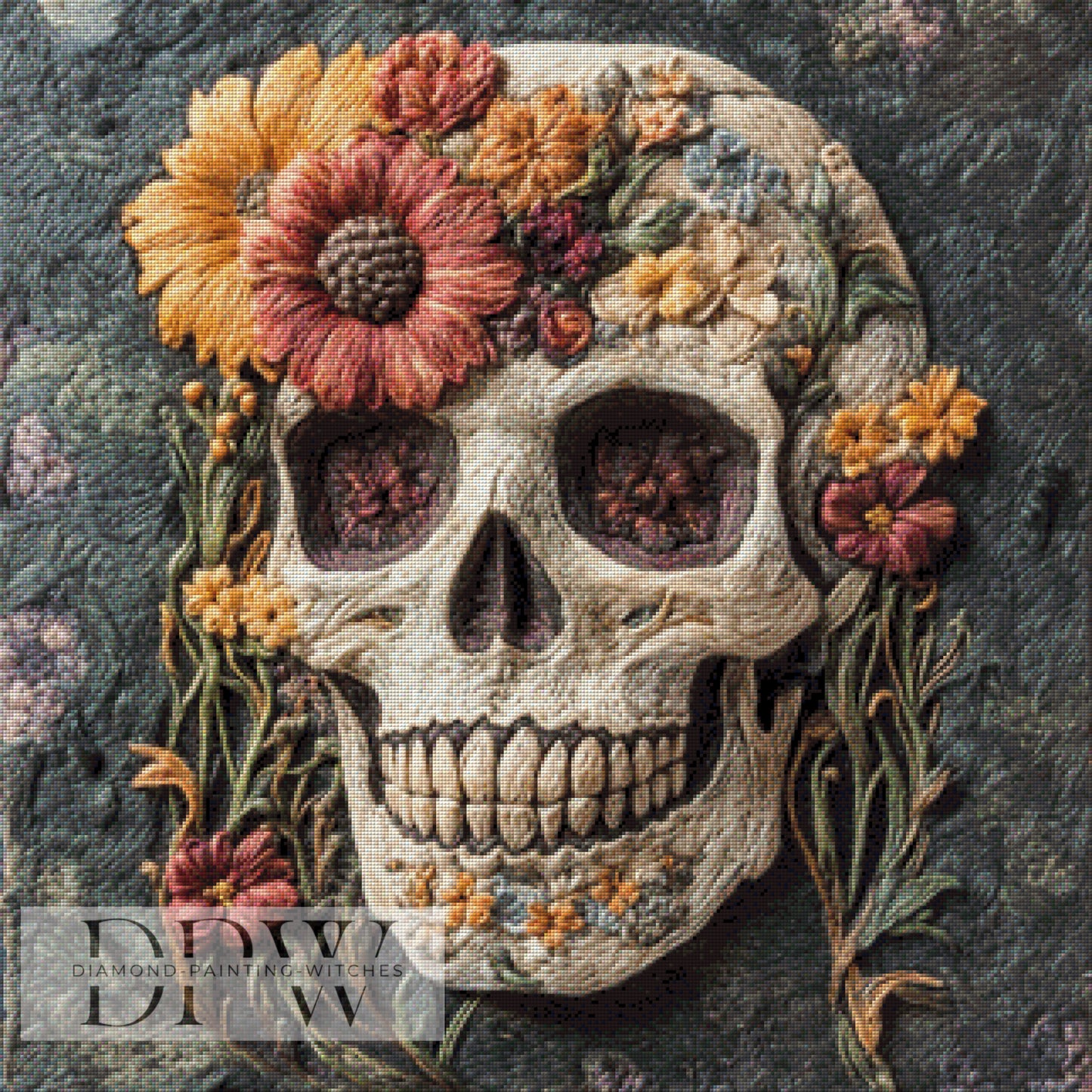 Wolliger Skull by Elly_A.I, 80x80cm mit 180 Farben DPW-1445