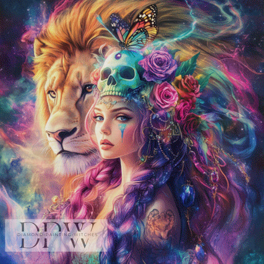 Die Löwenbändigerin by Elly_A.I, 90x90cm mit 320 Farben DPW-1446