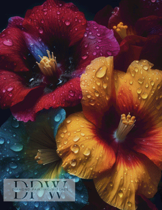 Hibiskenblüten by Elly_A.I, 85x110cm mit 250 Farben DPW-1458